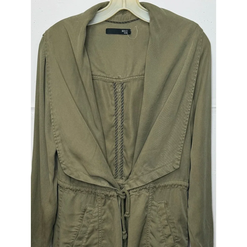 Max Jeans Duster Jacket Women S Olive Tencel Draped Utility Coat Safari Military
